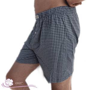 Caleçon AVET SET 100% coton bleu carré blanc côté - Lady-coton