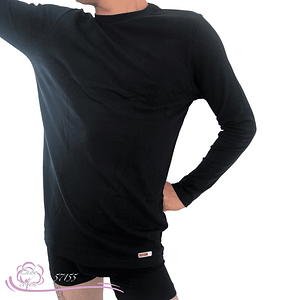 tee-shirt 100% coton pour homme manches longues marque AVET SET noir face - Lady-coton