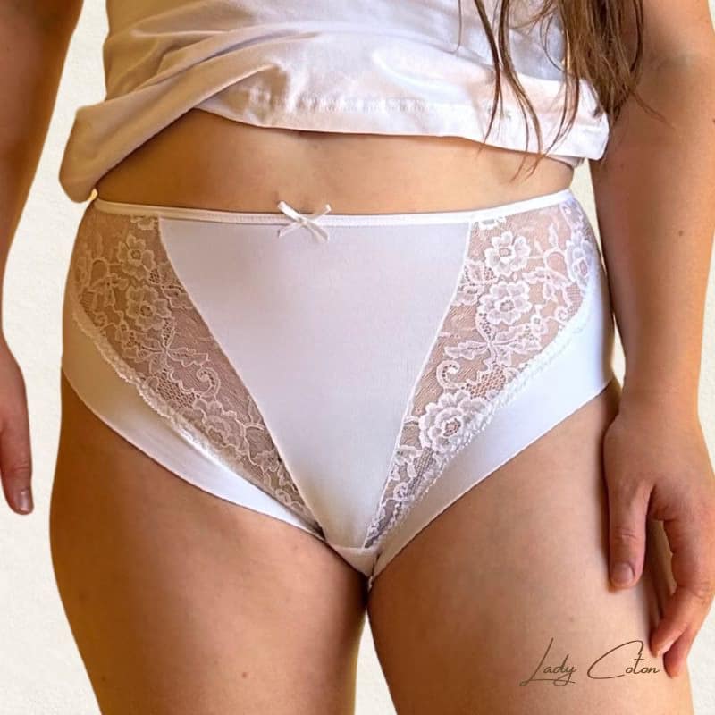 culotte en microfibre et fond entrejambe coton blanc taille haute marque Avet