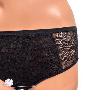 Culotte dentelle douce AVET noir logo - Lady-coton