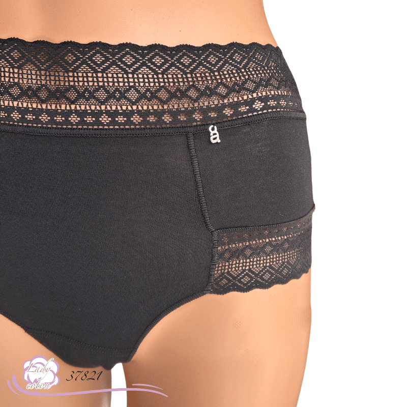 Le boxer coton délicat de marque AVET - lady-coton noir dentelle logo