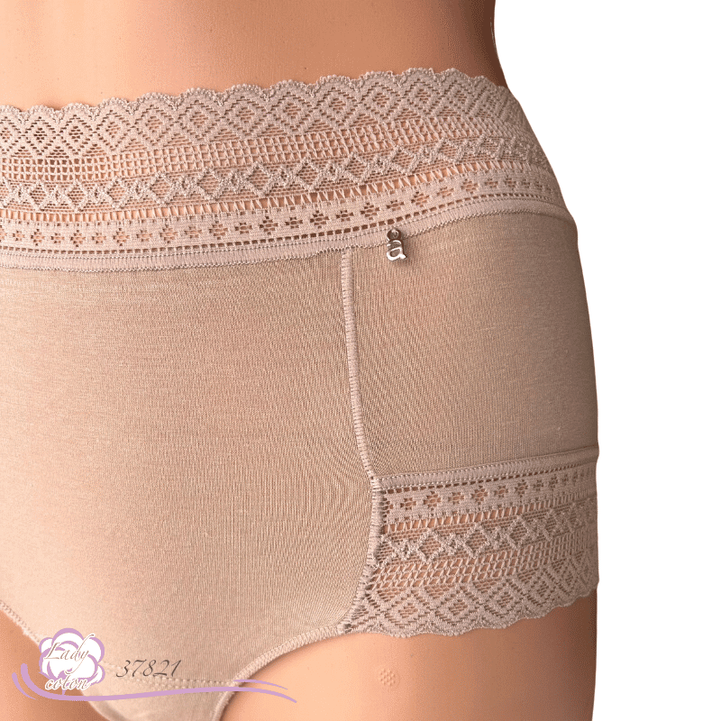 Le boxer coton délicat de marque AVET - lady-coton sable dentelle logo