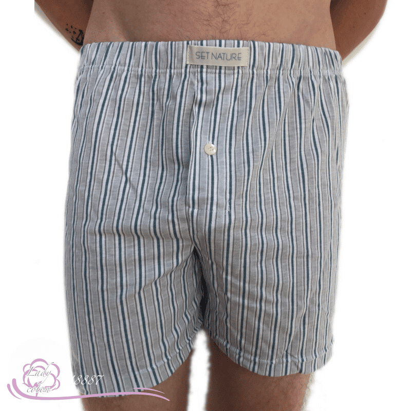 Caleçon 100% coton marque AVET SET rayé bleu face - Lady-coton