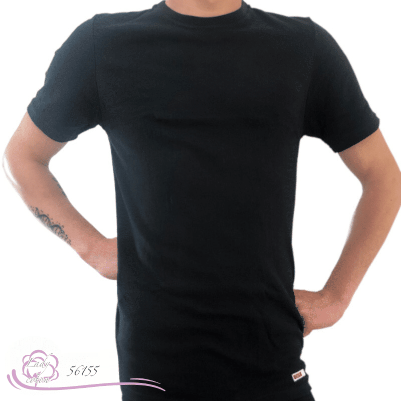 Tee-shirt 100% coton homme marque AVET SET couleur noir face - Lady-coton